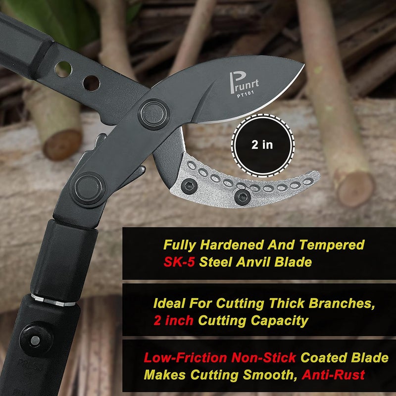 Prunrt 26-41 Inch Extendable Anvil Loppers, Sync Drive Leverage Tree Trimmers, Telescopic Pruners Heavy Duty, 2 Inch Cutting Capacity - Image 5